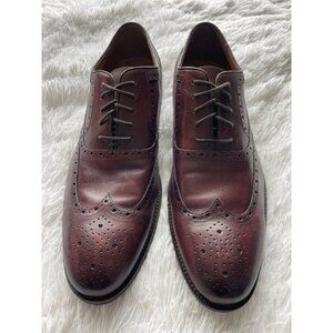 JOHNSON & MURPHY Men's Burgundy Leather Brogue Dress Shoes Size 11.5